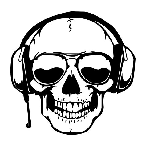 Skull Headphones DJ Sunglasses Wall Art Sticker | Apex Stickers