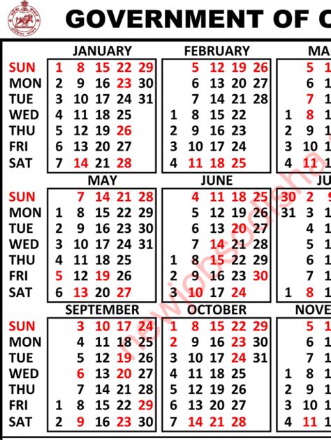 Odisha Govt Calendar 2023 Pdf Download | Odisha Public Holidays 2023 ...