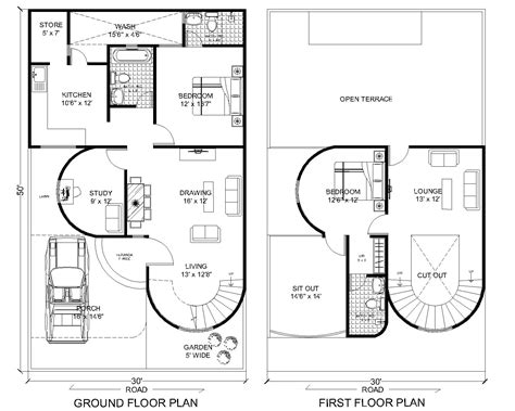 30 x 40 North Facing Floor Plan 2BHK - Architego