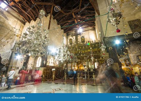 Church Of The Nativity Interior, Bethlehem, Israel Editorial Photo ...