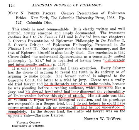 CIcero's Presentation of Epicurean Ethics - By Mary Porter Packer (1938 ...