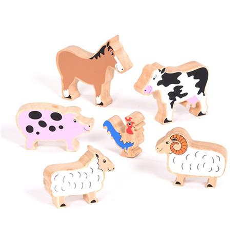 Set of Wooden Farm Animals Early Years Block & Small World Play