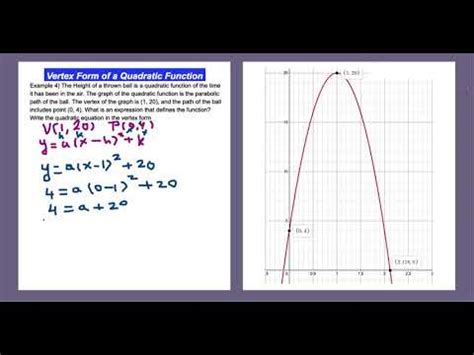 Vertex Form of Quadratic Equation (Real World Example) - YouTube