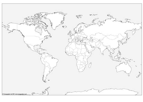 Free outline Map of the World - Cosmographics Ltd