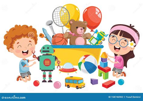 Happy Children Playing with Toys Stock Vector - Illustration of kids ...