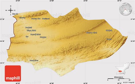 Physical Map of Panjgur, cropped outside