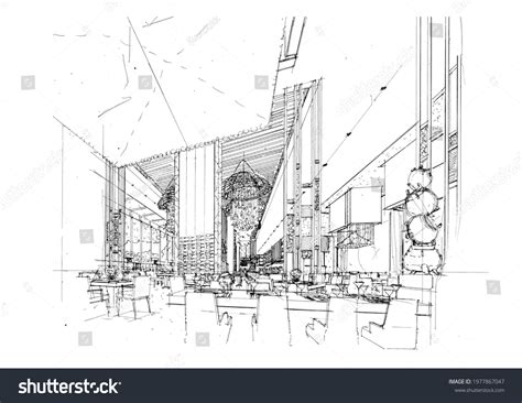 Hotel Restaurant All Day Dining Sketch Stock Illustration 1977867047 | Shutterstock