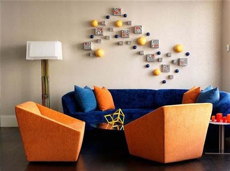 Complementary interior | Blue and orange | Blue and orange living room, Living room designs ...