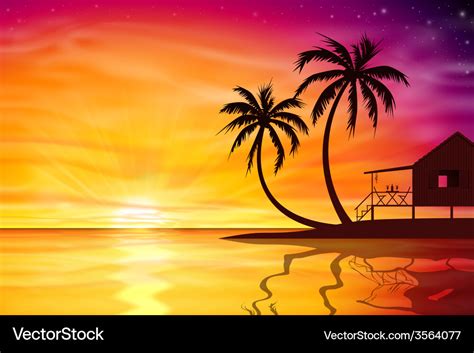 Sunset sunrise with beach nut Royalty Free Vector Image