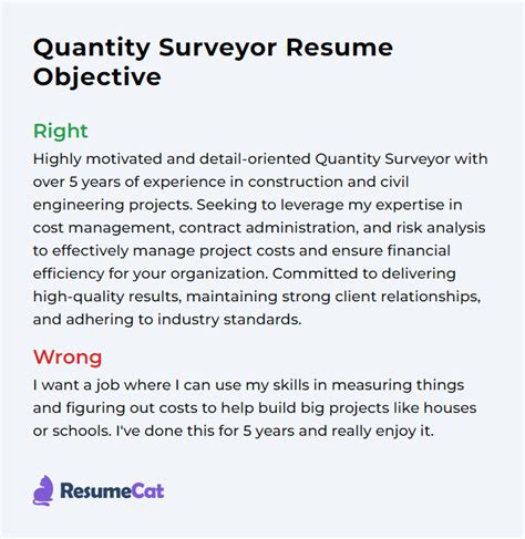 Top 16 Quantity Surveyor Resume Objective Examples