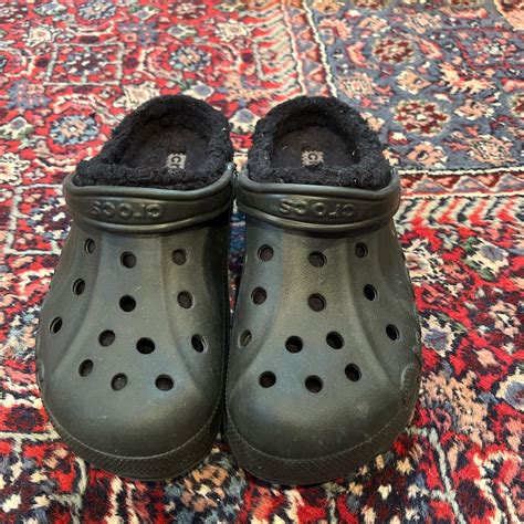 Black fur lined crocs. Men’s size 8 / women’s size... - Depop