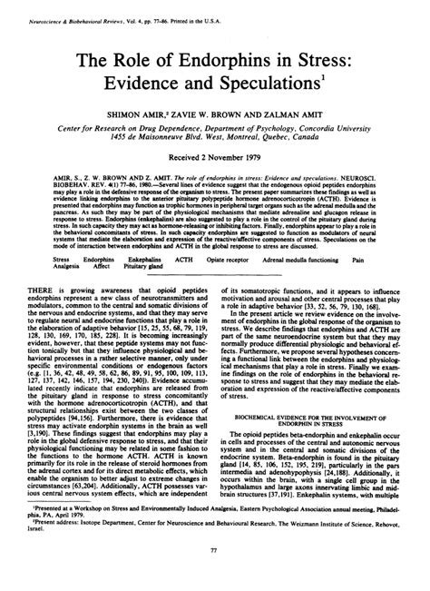 (PDF) The role of endorphins in stress: Evidence and speculation