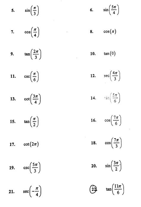 Solved Find the exact trig value for each | Chegg.com | Chegg.com