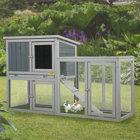 Coziwow 54.7" Wooden Outdoor Rabbit Hutch Pet Bunny House Animal Habitat with Detachable Run ...