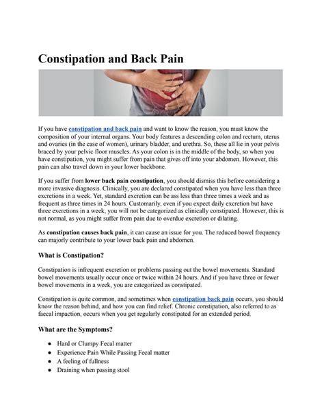 Constipation and Back Pain by PremierPain - Issuu