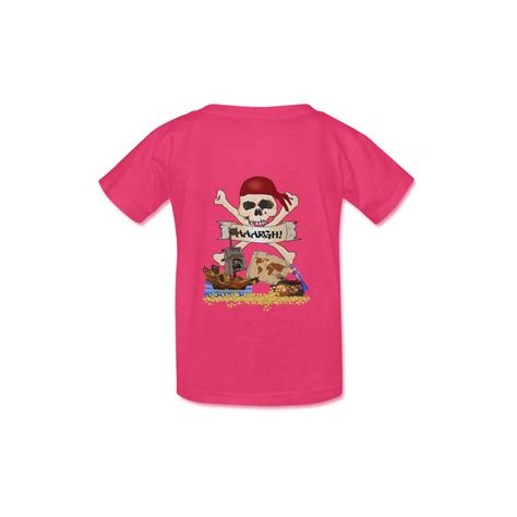 Pirate Ship, Treasure Chest and Jolly Roger Kid's Classic T-shirt (Model T22) | ID: D535568