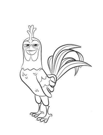 Dibujo para imprimir y colorear del gallo Bartolito de La granja de Zenón