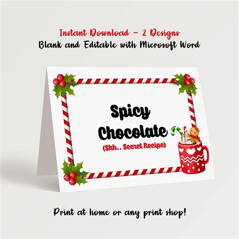 Christmas food tent christmas party food labels christmas etsy – Artofit