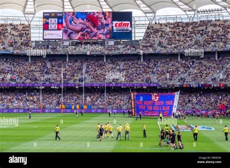 Melbourne Demons Football Club banner at Optus Stadium 2018 AFL ...