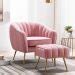 light pink chair with matching ottoman luxury channel tufting ruched sides gold tapered legs ...