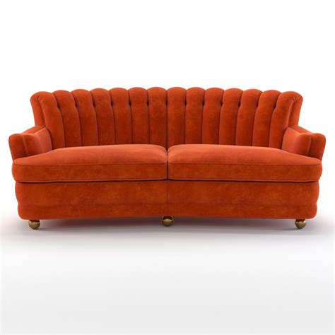 Vintage Couch Furniture Retro Orange Couch model - TurboSquid 2085852