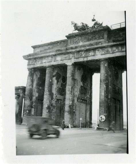 Damaged Brandenburg Gate in Berlin, Germany in the winter of 1945/46 ...