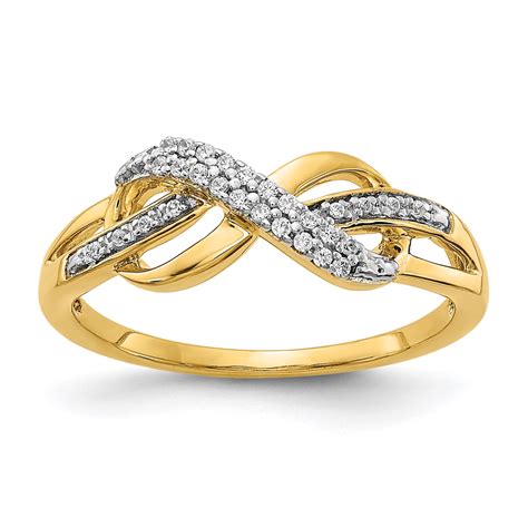 Saris and Things - 14K Yellow Gold Diamond Infinity Symbol Ring (0.104Cttw) Ring Size 7 ...