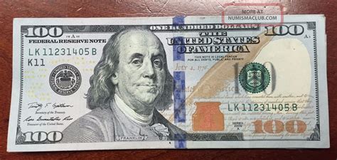 $100 Dollar Bill Us Paper Money Bill Federal Reserve Cash Bank Note One ...