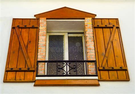 Window Shutters on an Old European Style Building, Architectural Stock Image - Image of frame ...