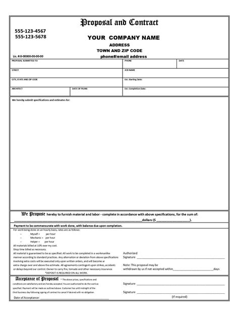 Custom Proposal & Contract Form / Printable Business Form Template / Contract Digital Download ...