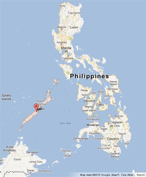 Palawan Island on Map of Phillppines