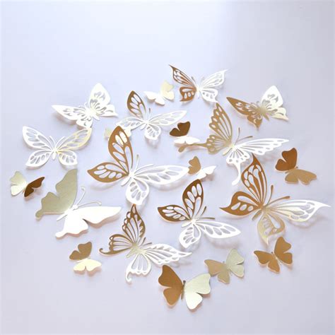 20 Gold Butterfly Wall Decor, Gold Butterfly Decoration, Gold Paper ...