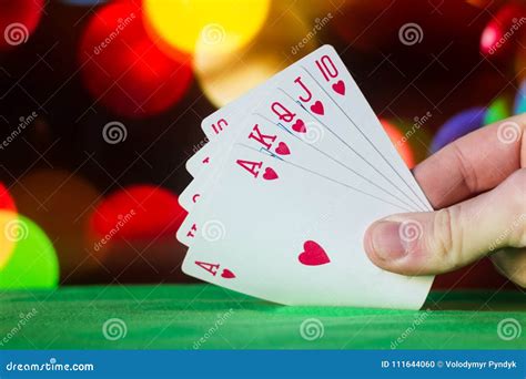 Royal Flush Poker Cards Combination on Blurred Background Casino Luck ...