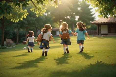 Premium Photo | Children playing on grass