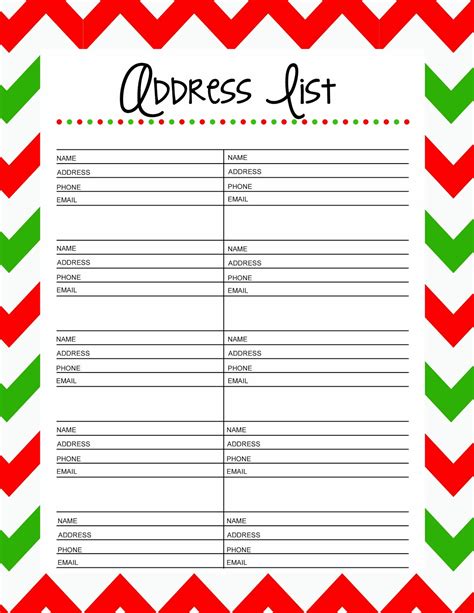 Free Printable Christmas Cards Address List {25 Days to an Organized ...