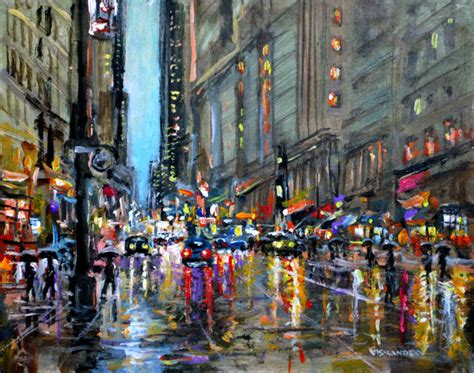 New York City Streets In Rain, Painting by Vishalandra Dakur | Artmajeur