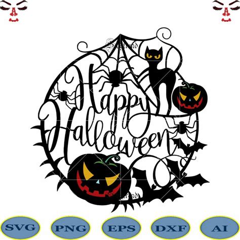 Pumpkins and cats welcome you on Halloween Svg, Happy Halloween logo ...