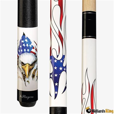 Players D-PEG Patriotic White Eagle American Flag Pool Cue Stick - Billiards King