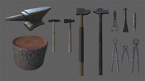 Blacksmith Tools Set - Low Poly Free 3D Model - .fbx .obj - Free3D