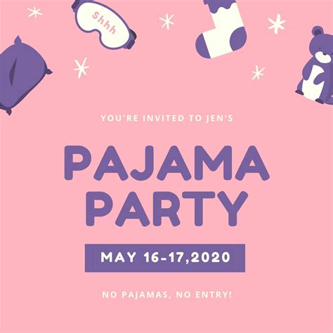 Customize 41+ Pajama Party Invitations Templates Online - Canva