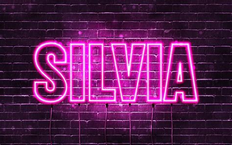 Download wallpapers Silvia, 4k, wallpapers with names, female names, Silvia name, purple neon ...