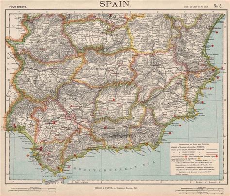 SOUTHERN SPAIN SOUTH Railways Lighthouses British Consulates. LETTS 1889 map