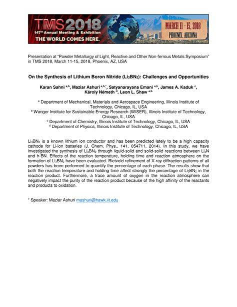 (PDF) On the Synthesis of Lithium Boron Nitride (Li3BN2): Challenges ...