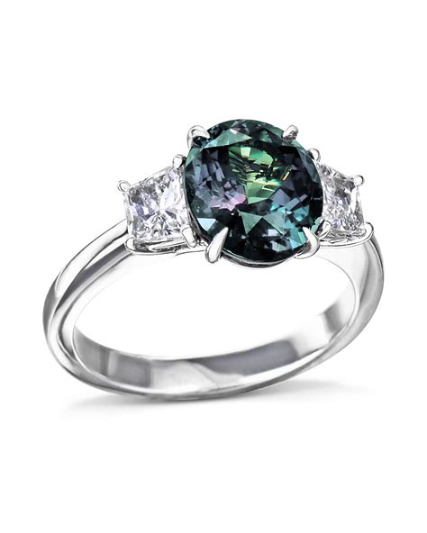 Rare Alexandrite & Diamond Three-Stone Ring – Turgeon Raine