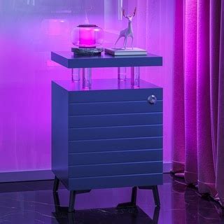 LED Nightstand LED Bedside Table End Tables Living Room with 4 Acrylic ...