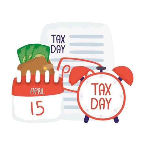 Tax day april 15 calendar with document and clock vector design 1870627 ...