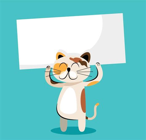 Cute cat holding blank banner vector illustration 17748815 Vector Art ...