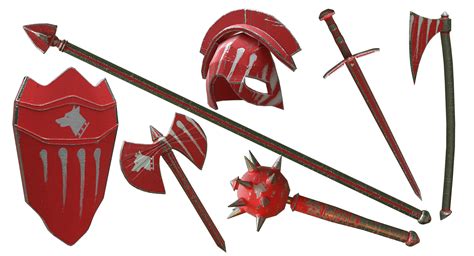 Low Poly Medieval Battle Weapons Collection 3D model