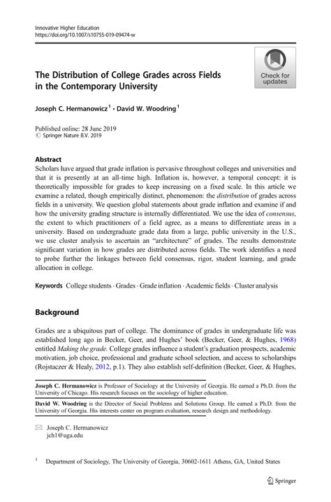 (PDF) The Distribution of College Grades across Fields in the ...