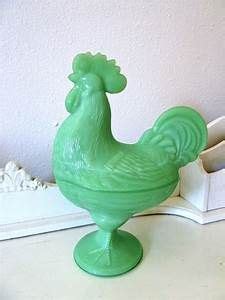 Green Milk Glass Chicken Rooster Dish | Green milk glass, Green glassware, Milk glass
